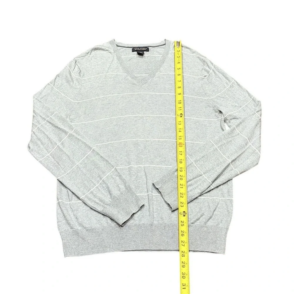 Banana Republic Sweater‎ Mens Medium Gray Silk Cashmere Blend Pullover Striped